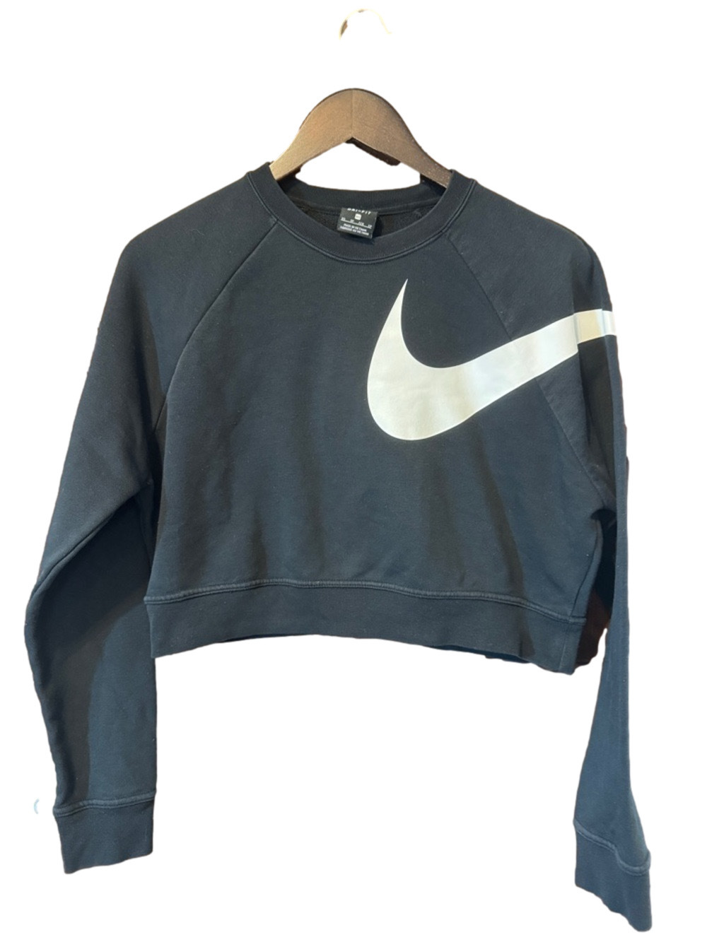 Nike Women's Black and White Cropped Sweatshirt Size XS - Picture 2 of 3